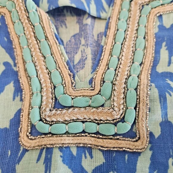 Vineyard Vines Lucaya Tunic Blue Parrot Print Linen 3/4 Sleeve Top/Blouse XS - Picture 9 of 9